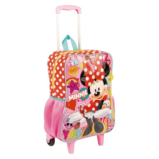 Mochila Infantil Minnie 19M Com Rodinhas - Rosa