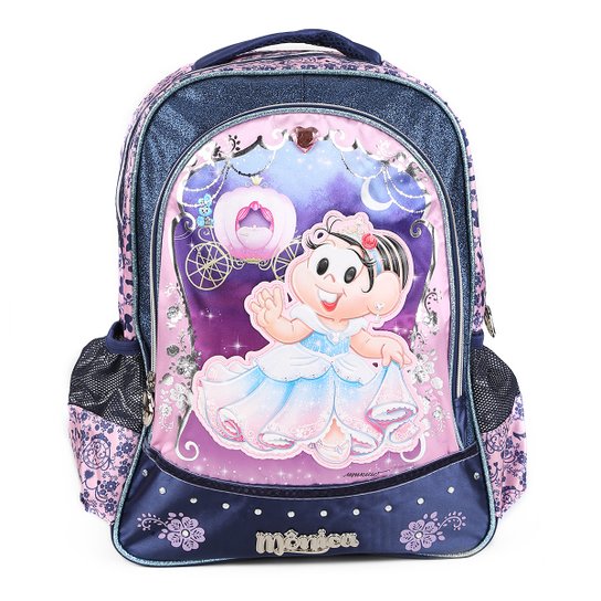Mochila Infantil Pacific Mônica Cinderella Feminina - Azul+Rosa