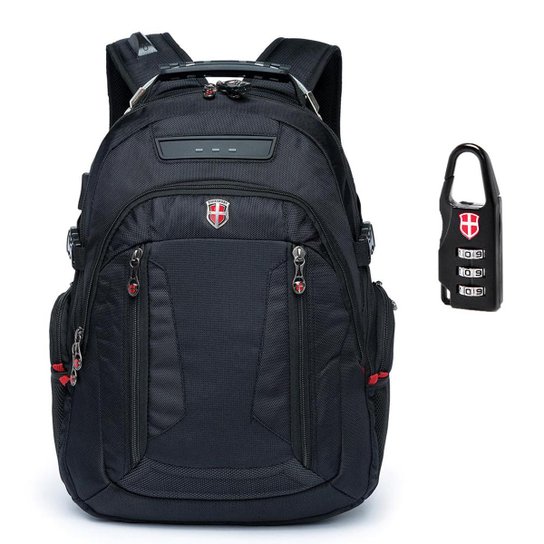 Mochila Notebook Encaixe Fone Swissport - Preto