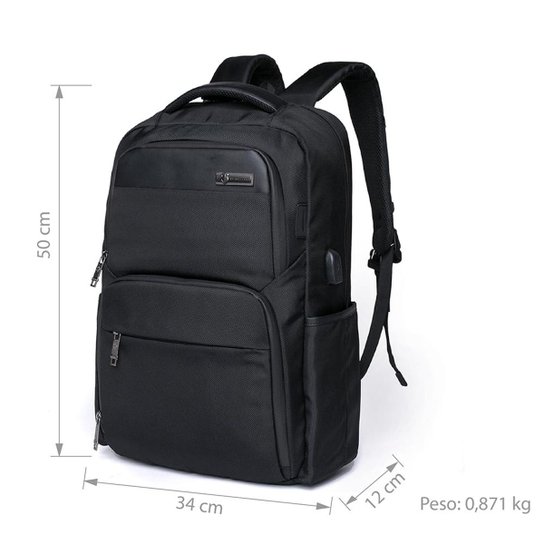 Mochila Notebook Usb Executiva Com Cadeado Swissport - Preto