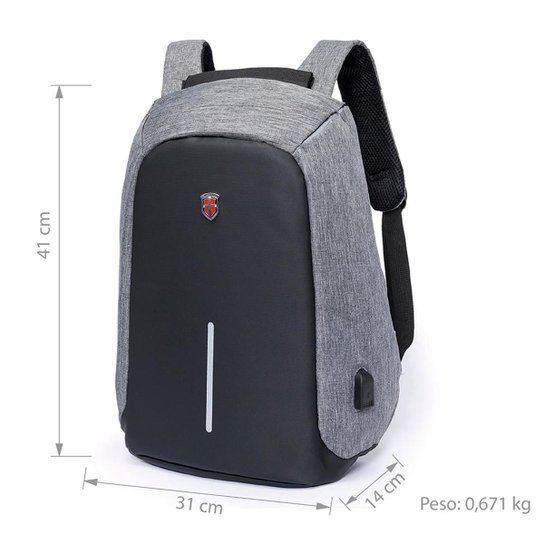 Mochila Oh My Bag swissport Antifurto - Cinza