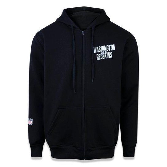Moletom Canguru Aberto Washington Redskins NFL Masculina - Preto
