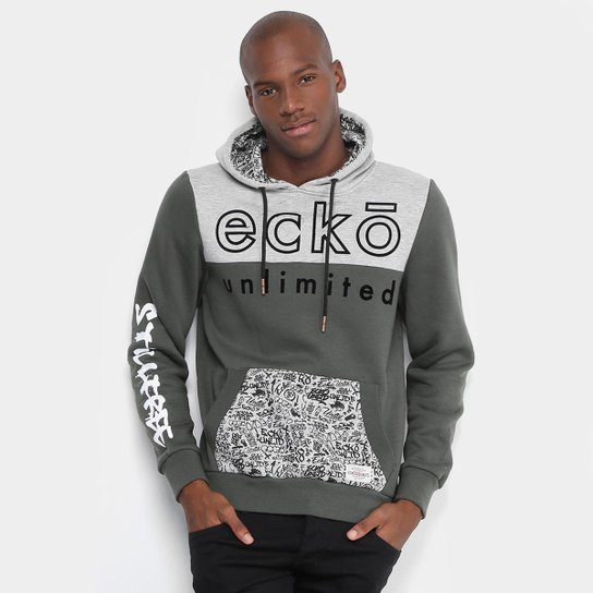 Moletom Ecko Fechado Canguru Masculino - Verde Militar