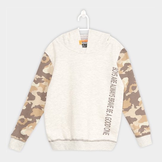 Moletom Infantil Quimby Estampa Camuflada Masculino - Cinza