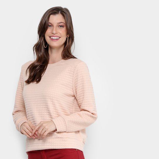 Moletom MS Fashion Texturizado Feminino - Bege