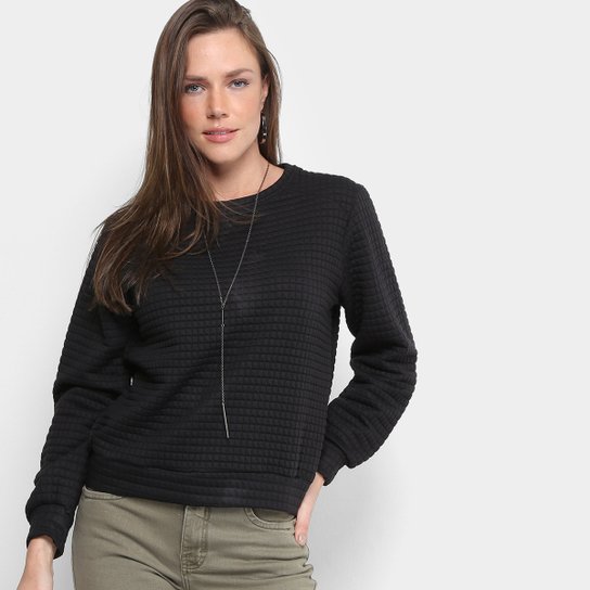 Moletom MS Fashion Texturizado Feminino - Preto