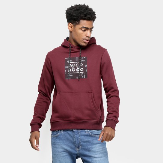 Moletom Nicoboco Canguru Board Masculino - Vinho