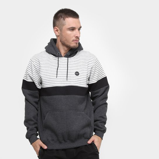 Moletom Okdok Canguru Masculino - Preto+Off White