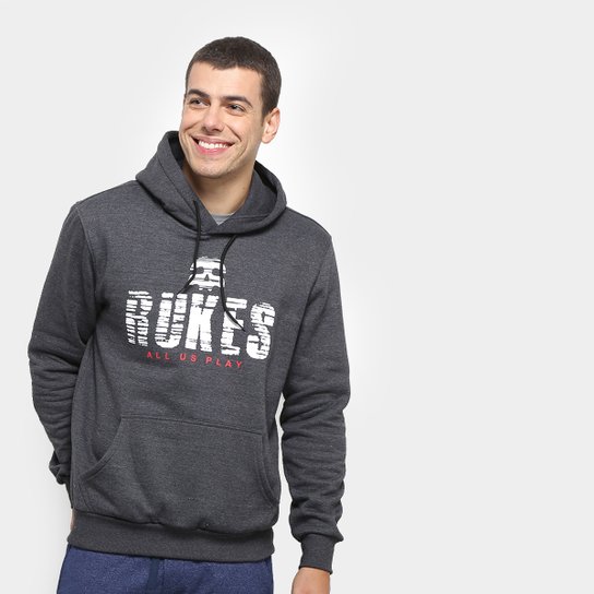 Moletom Rukes Canguru Fechado Petal Mask Masculino - Mescla Escuro