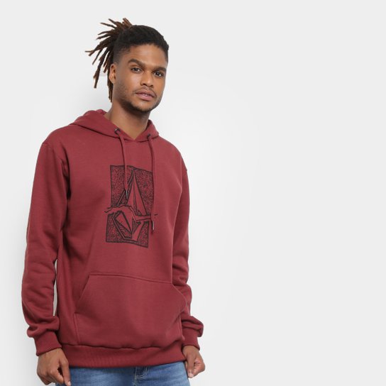 Moletom Volcom Edge Canguru Masculino - Vinho