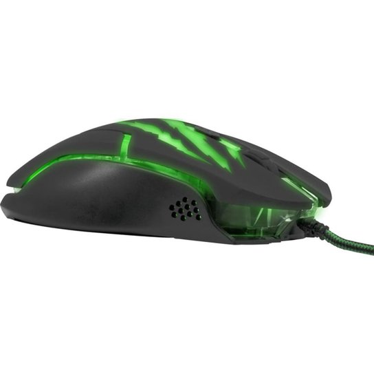 Mouse Gamer Fortrek Raptor OM 801 3200 Dpi Optico - Preto+verde