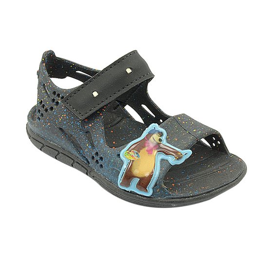 Papete Flex Masha e o Urso com Luz Infantil Masculino Pé com Pé - Preto