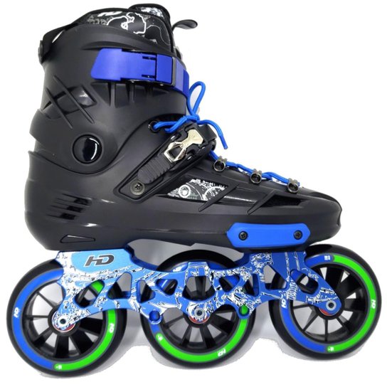 Patins HD Inline Skull New 110mm 85- Custom - Preto+Azul