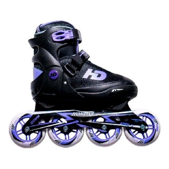 Patins HD Inline Skull New 110mm 85a - Custom - Preto+Lilás