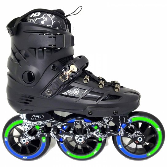 Patins HD Inline Skull New 110mm 85a - Preto