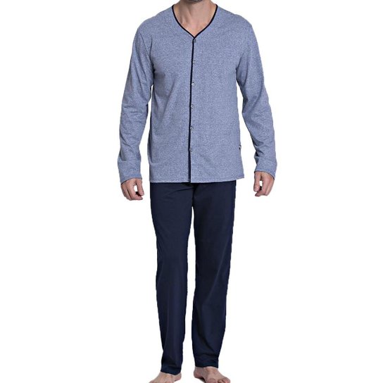 Pijama Recco de Malha Soft Masculina - Azul Escuro