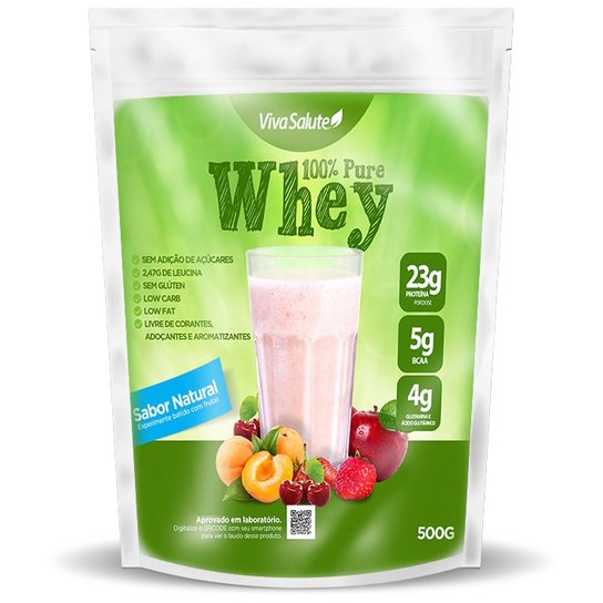 Proteína Concentrada do Soro do Leite Viva Salute Whey Protein Sabor Natural - 500 g -