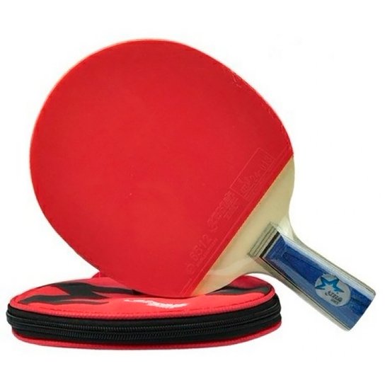 Raquete Mesa Dhs Classica X1002 - Vermelho+Bege