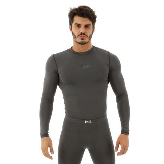 Rashguard M/L Trancadores em Contraste Everlast - Chumbo