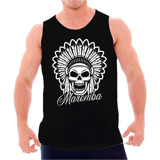 Regata Indian Skull Masculina - Preto