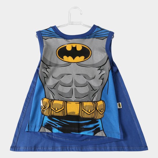 Regata Infantil Fakini Batman Capa Masculina - Azul Escuro