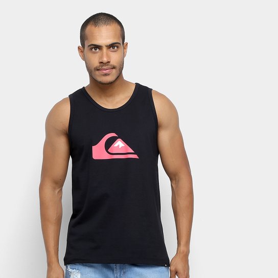 Regata Quiksilver Básica Logo Masculina - Preto+Vermelho