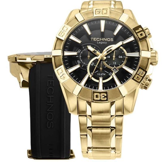 Relógio Technos OS2AAJ/4P / OS2AAJAC/4P 52mm com Pulseiras Adicionais - Dourado