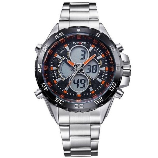 Relógio Weide Anadigi WH-1103 - Laranja+Prata
