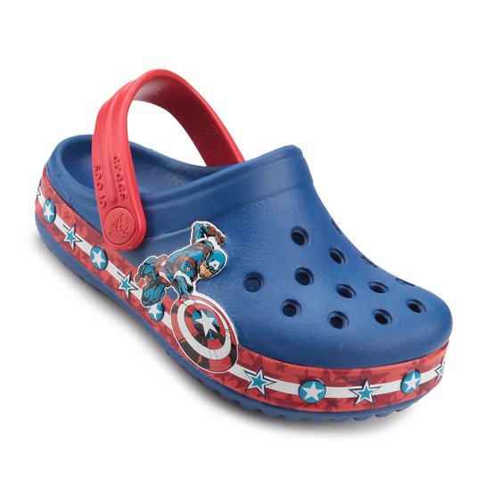 Sandália Crocs Infantil Capitão América Marvel - Azul