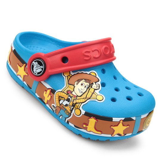 Sandália Crocs Infantil Crocband Disney Woody Com Led Masculino - Azul