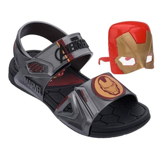 Sandália Infantil Grendene Kids Marvel Hero Glasses Masculina - Preto