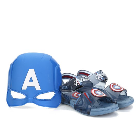 Sandália Infantil Grendene Kids Marvel Hero Glasses Masculina - Azul Claro
