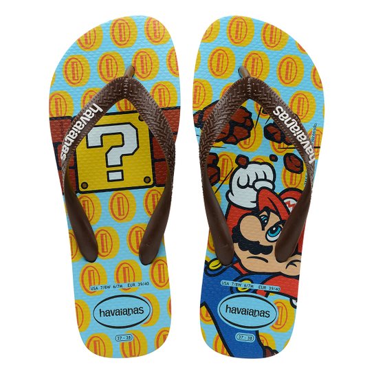 Sandália Infantil Havaianas Mario Bros - Azul Claro