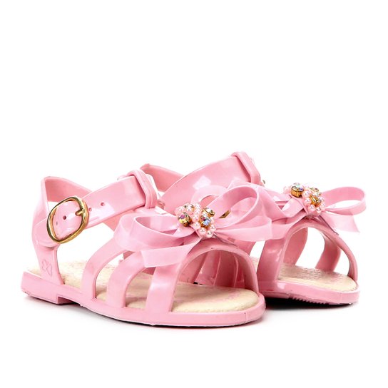 Sandália Infantil Jasmim Baby World Colors Feminina - Rosa Claro