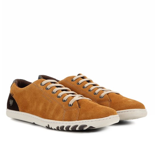 Sapatênis Couro Cavalera Lorran Camurça Masculino - Amarelo