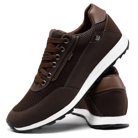 Sapatenis Couro Florense Confortável Masculino - Café