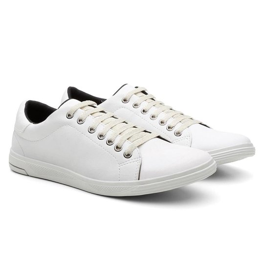 Sapatênis Kreeper Casual Palmilha EVA Conforto Dia Dia Masculino - Branco