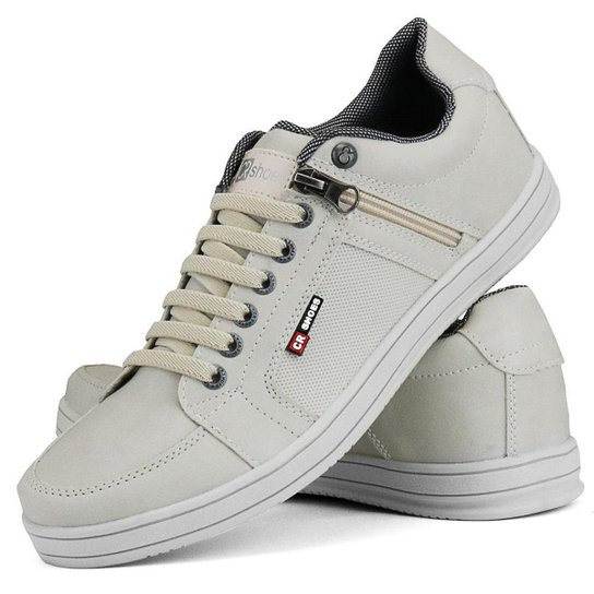 Sapatênis SapatoFran Zíper, Elástico Masculino - Bege
