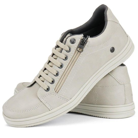 Sapatênis SapatoFran Zíper Elástico Masculino - Bege
