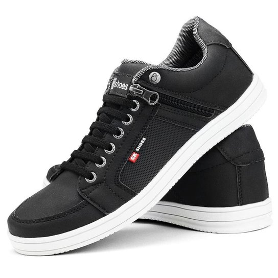 Sapatênis SapatoFran Zíper, Elástico Masculino - Preto
