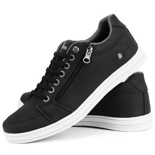 Sapatênis SapatoFran Zíper Elástico Masculino - Preto