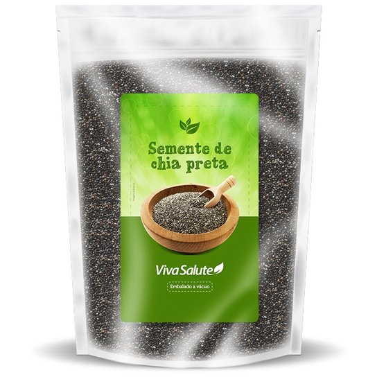 Semente de Chia Preta Viva Salute Embalada a Vácuo - 500 g -