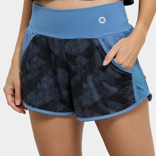 Short Área Sports Update Feminino - Azul+Preto