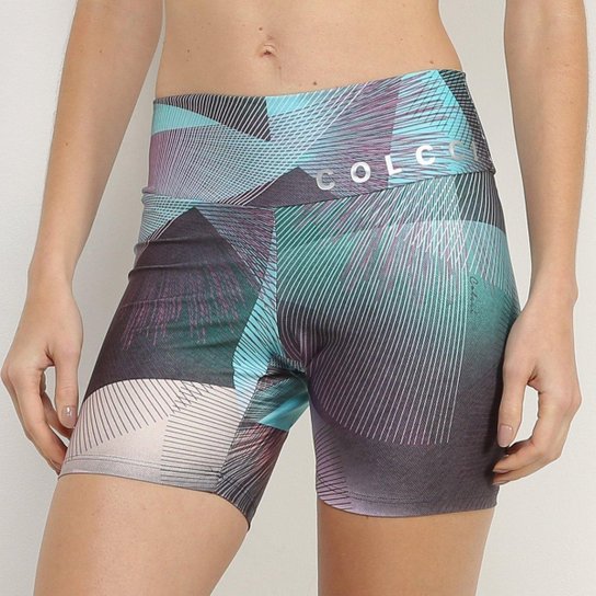 Short Colcci Fitness Estampada Feminina - Verde+Roxo