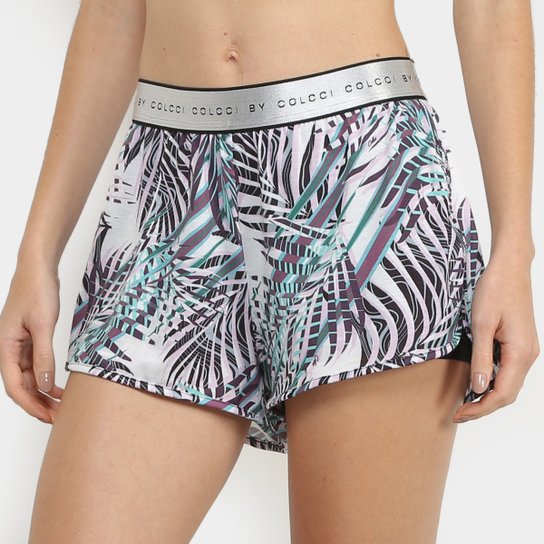 Short Colcci Fitness Tropical Feminino - Roxo+Lilás
