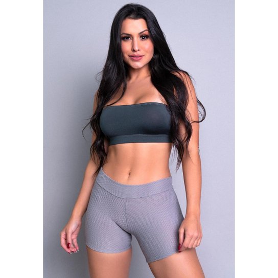 Short MVB Modas Curto Bolha - Cinza
