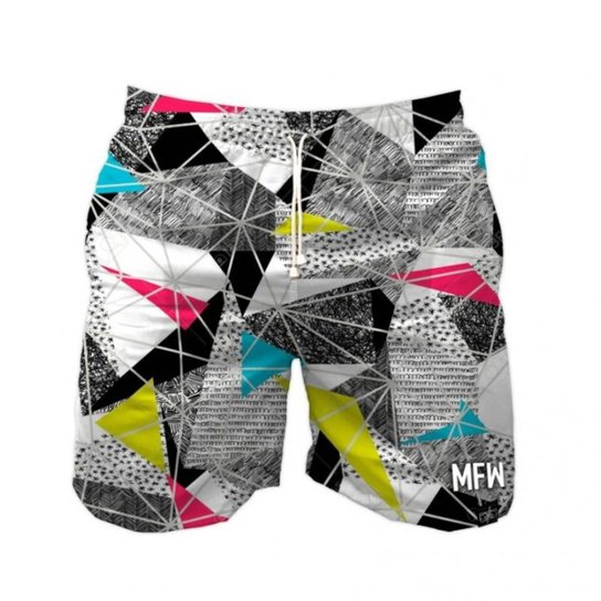 Short Tactel Maromba Fight Wear Mosaico Com Bolsos Masculino - Branco+Preto
