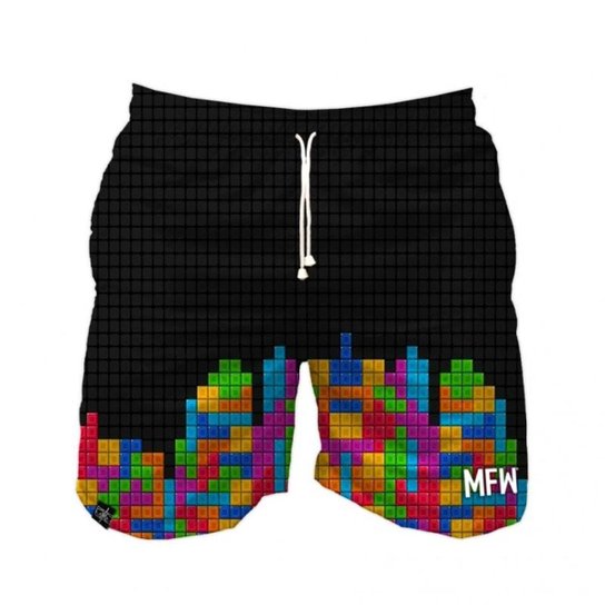 Short Tactel Maromba Fight Wear Tetris Com Bolsos Masculino - Preto