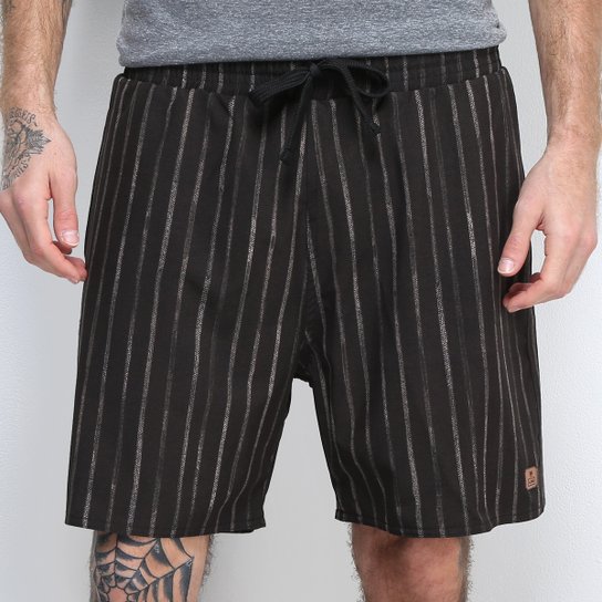 Shorts Gajang Listrado Cordão Masculino - Preto