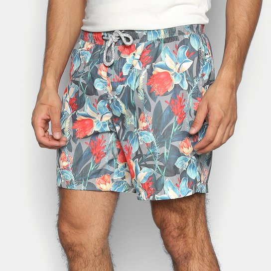 Shorts JAB Floral Masculino - Cinza Claro